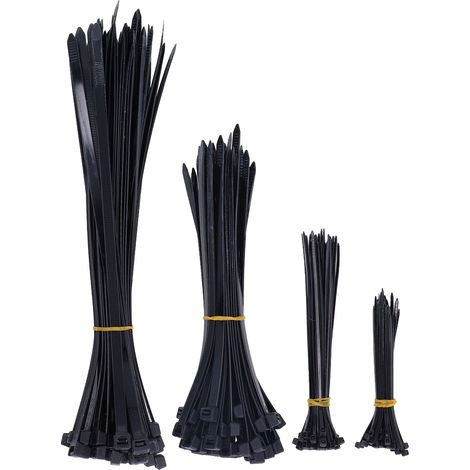 Lot de 200 colliers de serrage résistants, assortiment 4/6/8/12 pouces, force de traction 18-120 lb, noir (1/5)