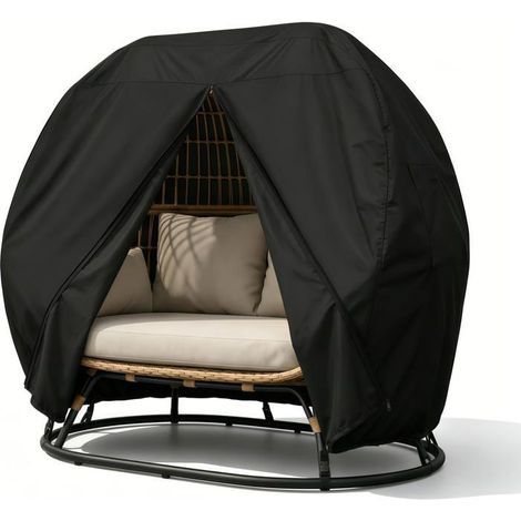 Housse imperméable pour fauteuil suspendu osier,protection double pour mobilier d'extérieur,anti-poussière,231x203 cm 91x80 pouces (1/5)