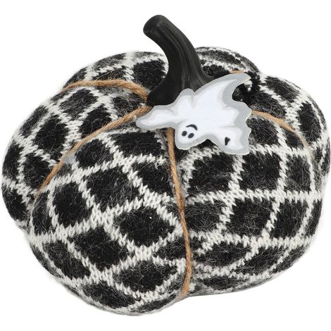 Fabric Decorative Pumpkin Exquisite Soft Polyester Wool Pumpkin for Thanksgiving Halloween Party Black (1/5)