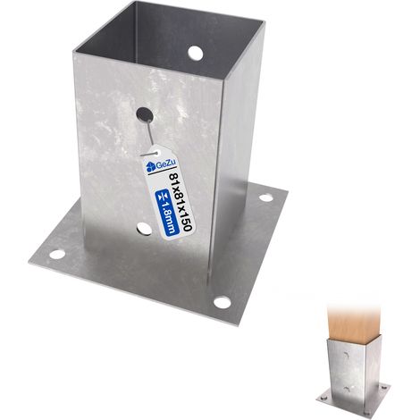 Support poteau à visser 81 x 81 x 150 mm – Galvanisé à chaud – Fixation robuste pour bois, clôture, pergola et base d’angle – GeZu Impex