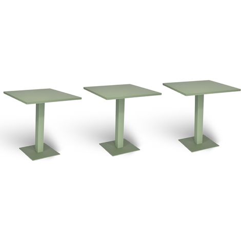 Mesa de bar verde mate cm 70 x cm 70 con tapa de aluminio pintado x 3 (1/5)