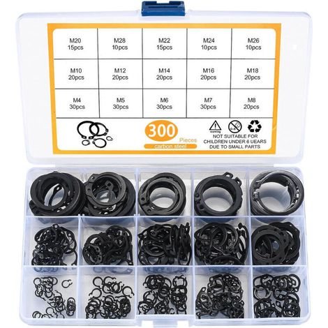 300 E-clips d'extérieur Assortiment Circlips M4-M28 (1/4)