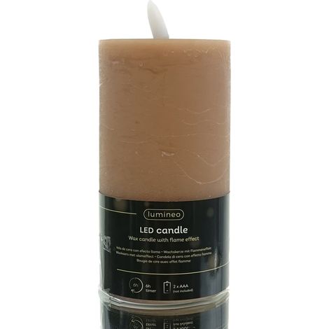 LED-Wachskerze mit Marmorlinien Ø7x15cm LUMINEO – Braun (1/2)