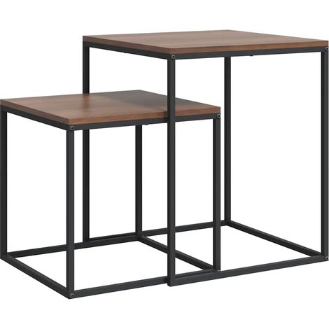 Maison Exclusive - Couchtisch-Set 2-tlg. Holzwerkstoff und Metall