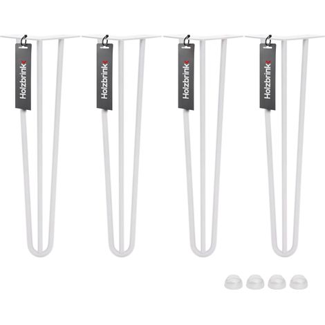 HOLZBRINK Pied de Table en Acier Hairpin Triple Barre 12 mm, Hauteur: 25 cm, Blanc Signalisation, 4 pcs, HLT-13A-25-9016