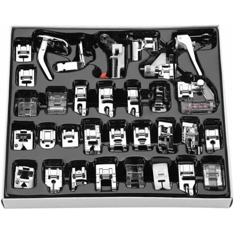32pcs Kit Pieds de Biche pour Machine à Coudre, Machine à Coudre domistique Ourlet Pied de pièces Accessoires pour Babylock Janome Brother Singer Toyota (1/5)