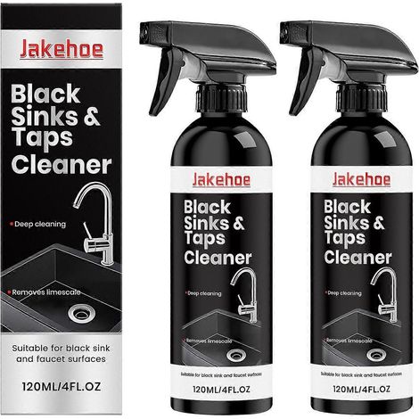 2 piècesNettoyant pour éviers et robinets noirs (1 à 3 pièces) - Élimine les taches de calcaire et le tartre, nettoyage en profondeur des surfaces noires mates, 120 ml (1/5)