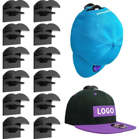 12PCS Porte/Crochet Mural Organisateur pour Rangement Casquette de Baseball Serviette Chapeaux Echarpe (1/5)