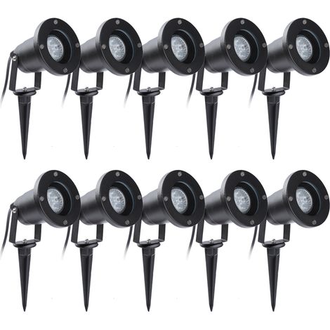 Tolletour – Spot de jardin LED 10x 4W GU10 blanc chaud – IP65 étanche – Angle de faisceau 110° – 320 lm pour éclairage extérieur (1/7)