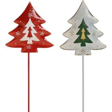 TrendLine Deko Metallstecker 90 cm rot/weiß/silber Weihnachten Geschenkidee (1/2)