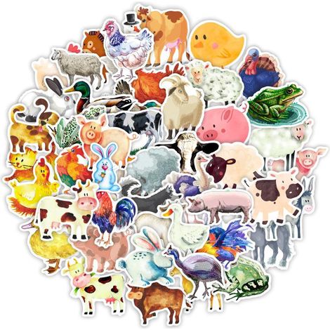 Lot de 100 stickers animaux de ferme pour enfants, autocollants mignons, 4-6 cm, déco ludique pour cahiers et chambres (1/5)