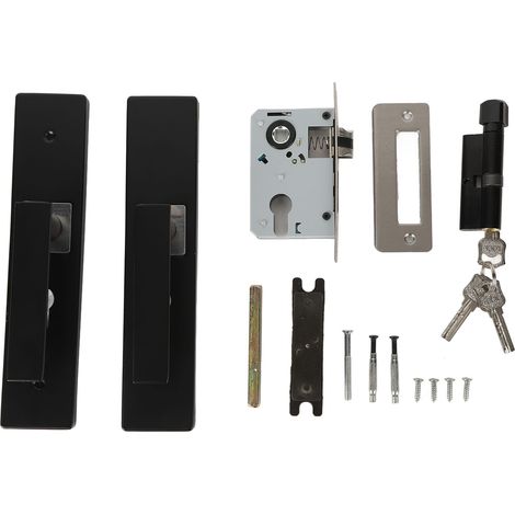 Serrure de Porte Silencieuse en Alliage d'Aluminium pour Chambre et Salle de Bain, Poignée Noir Chrome (1/5)