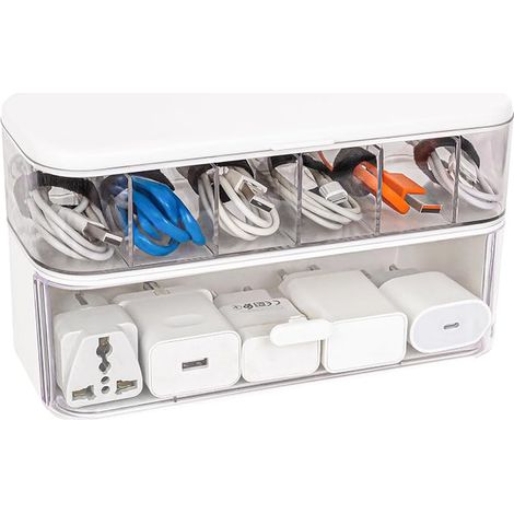 Cable Tidy Box, 9 in, Stackable, 6 Compartments (1/5)