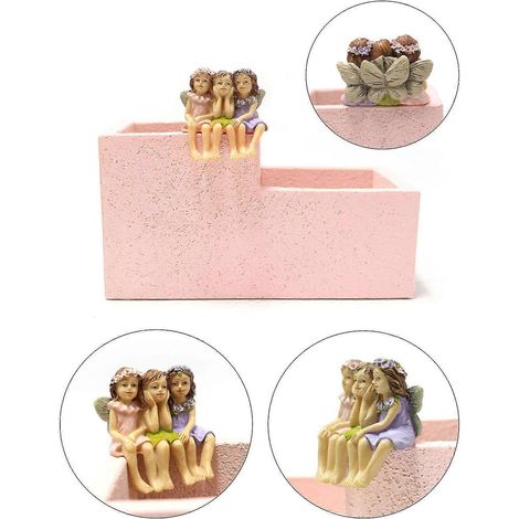 Mini pot de fleurs féerique en résine, porte-stylo, organisateur de jardin, décoration de bureau pour intérieur et extérieur, jardin ou balcon, cadeau (1/4)