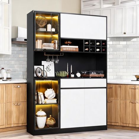 Meuble haut de rangement multifonction avec LED 120 x 35 x 180 (1/5)