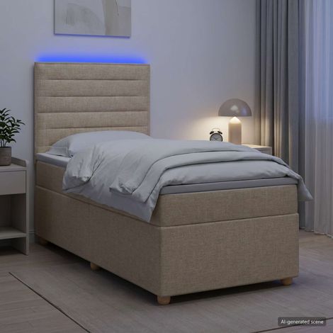 Lit boxspring avec matelas Crème 90 x 200 cm Tissu (1/5)