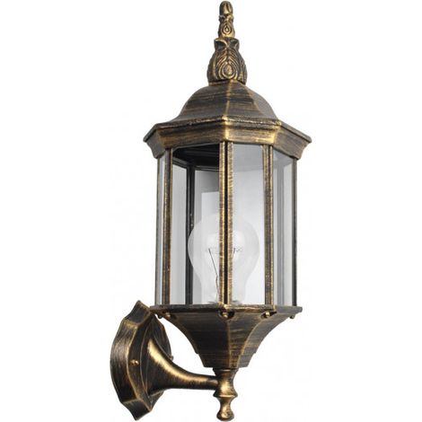 Applique da esterno in alluminio pollux 1xe27 nero/oro   50x18x20 cm ip44