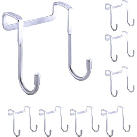 Crochets pour portes d'armoires et de penderies, crochets en acier inoxydable pour serviettes et vêtements (paquet de 8) (1/5)