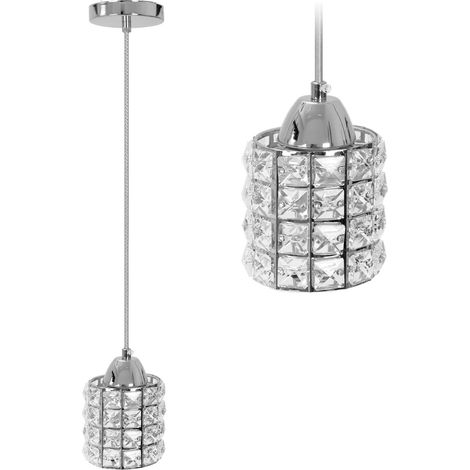 Pendant Lamp TOOLIGHT APP727-1CP Cristal Chrome 1-light point E27 9,5x9,5x14-104cm