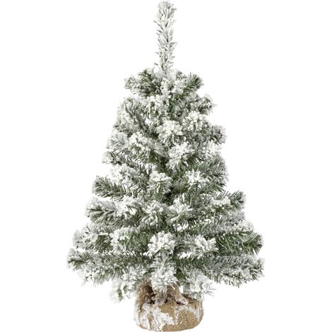 Everlands Mini Weihnachtsbaum im Jutesack 60 cm grün weiß Baum