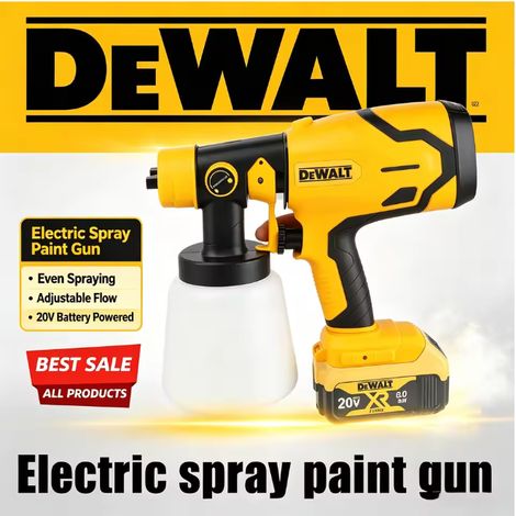 DEWALT Pistolet à peinture sans fil 18V XR, corps seul sans batterie ni chargeur, peinture clôture palissade bois extérieur (1/4)