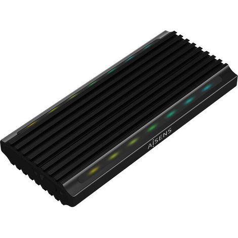 AISENS CAJA EXTERNA M.2 RGB GAMING ASM2-RGB011GR SATA/NVME A USB3.1 GEN2, NEGRA (1/4)