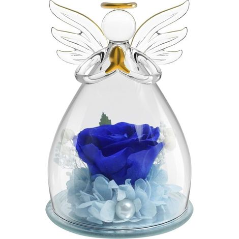 Forever Rose Angel Cadeaux Femme , Fleur Artificielle Fleurs éternelles Galaxy ,maitressedecole Rose Cadeaux maitressedecole mères Fete des, Saint Valentin, Anniversaire et Anniversaire (Bleu)