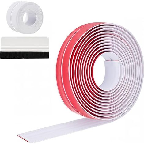 Baguettes de protection des bords autocollantes, blanches, flexibles, faciles à découper, pour cuisine, portes, fenêtres, murs, carrelage et coins (1/5)