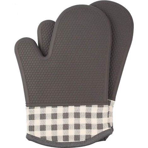 2818cm-gris-gants De Four Rsistants  La Chaleur Avec Doublure En Coton Et Supports De Casserole En Silicone Pour Cuisine, Cuisine, Cuisson, Barbe (1/5)