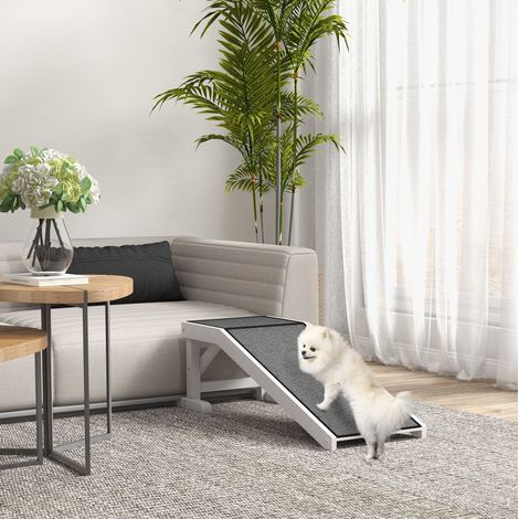 Rampe pour chien 125x40x35,5 cm en bois blanc, facile à monter, pour canapé FloraGrace (1/5)