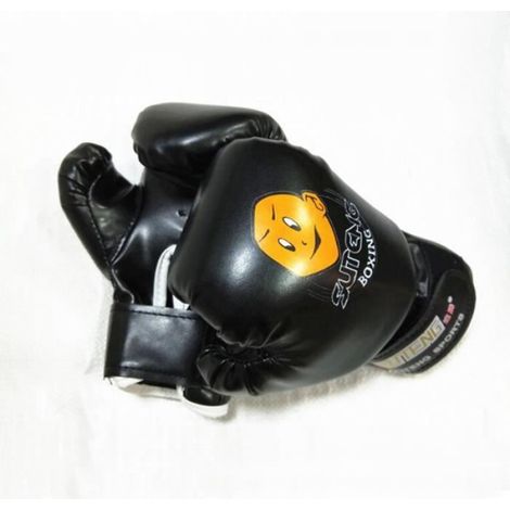 Gants de boxe pour enfants 3 à 12 ans, couleur noir, réglables, en simili cuir et éponge, résistants et confortables pour l'entraînement et le combat (1/4)