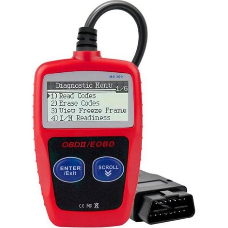 Scanner OBD2 - Diagnostic Automobile Plug And Play - Lecteur De Codes Erreurs - Compatible Tous Véhicules Euro 3 à Euro 6 - 11 x 7 x 1.6 cm - Rouge (1/5)