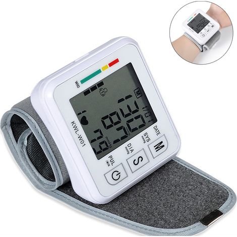1 tensiomètre automatique au poignet, brassard avec grand écran LCD rétroéclairé - Détection des arythmies cardiaques