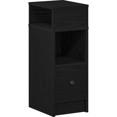 Bedside Cabinet with Drawer Black 25x31x66 cm vidaXL