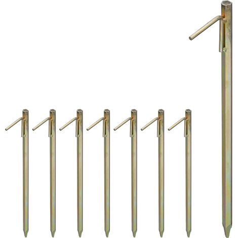 8 x XXL Bodenanker, Erdanker für harte Böden, 51cm, Zeltzubehör, zum Einschlagen, Stahl galvanisiert, Felsnagel, gelb