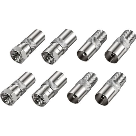 8Pcs Adaptateur d’Antenne TV Type F Mâle vers Femelle, Connecteur Coaxial RF,Kit de Connecteur Coaxial pour Câble Satellite, Prise Antenne, Prise Antenne Murale, Câble d'Antenne (1/5)