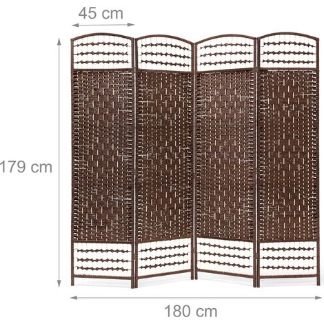 4 teiliger raumteiler aus holz braun - sichtschutz