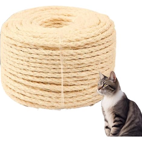 Corde en sisal pour arbre à chat - 8 mm x 100 m - Corde en sisal naturel - Corde pour arbre à chat - Corde de rechange pour arbre à chat - Décoration de (1/5)