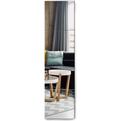 Lot de 4 carreaux de verre, avec 4 miroirs muraux adhésifs HD pour cuisine, salon et salle de bain, 30 x 30 cm, mat (1/5)
