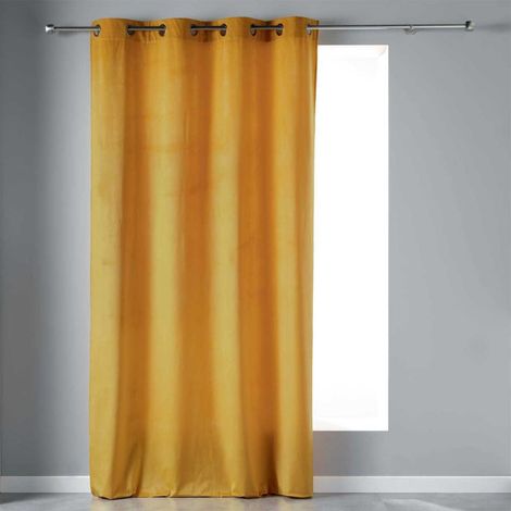 Rideau à Œillets "Velvetine" 140x240cm Jaune (1/2)
