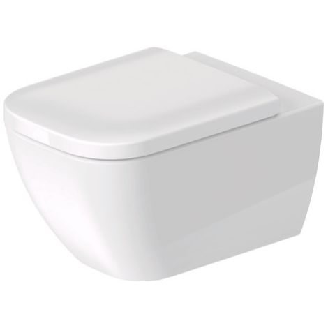 Vaso sospeso senza brida 36 5x54 cm in ceramica bianco lucido - Duravit Happy D.2 - Con copri wc soft - Accessorio: Con copri wc soft-close