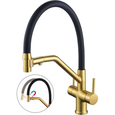 Cross-border 3-in-1 kitchen faucet with magnetic hot and cold water, universal rotating design, direct drinking water purification, household vegetable washing basin - cross-shaped design with magneti