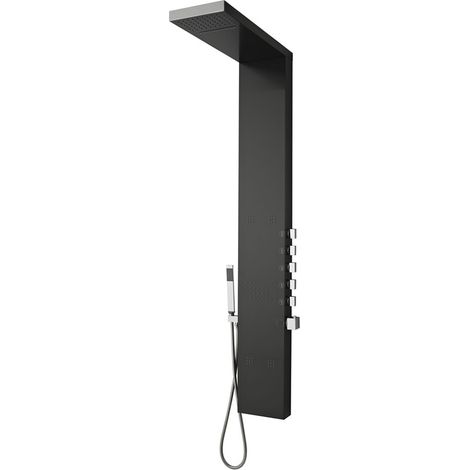 Hudson Reed – Colonne de douche thermostatique hydromassante inox gris foncé – Pommeau carré en acier inoxydable – 5 jets – Technologie anti-brûlures (1/5)