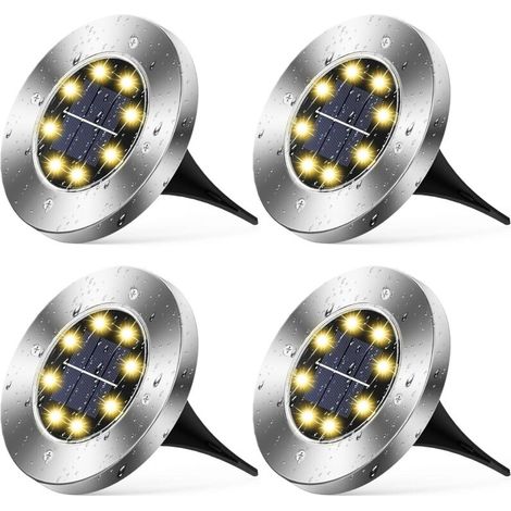Set of 4 solar garden lights - Warm light with 8 LEDs, decorative outdoor table lamps (1/5)