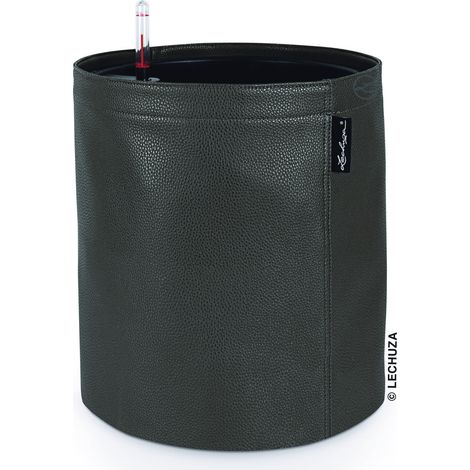 LECHUZA® Pflanzgefäße TRENDCOVER Kunstleder 32 Anthrazit grauschwarz All-in-One