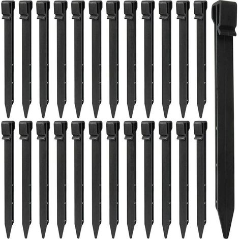Piquets d'ancrage pour Bordure de Paysage 25 pièces , Piquets de Sol en Plastique , piquets de tente robustes , pointes d'ancrage pour tentes , planche , terrasse , bordure , jardin de (1/4)