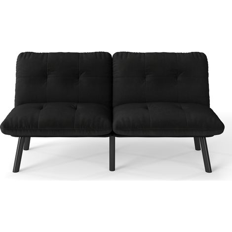 ELVMI Divano Letto 2 Posti con Funzione Letto, Struttura in Metallo, Schiuma e Velluto Nero (1/5)