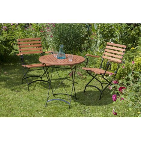 Schlossgarten Set 3tlg 2 Sessel Klapptisch Ø 70cm