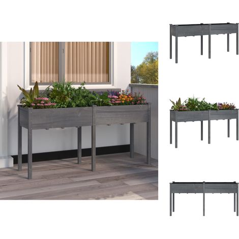 Blumentöpfe & Pflanzgefäße - Living Pflanzkübel mit Einsatz Grau 161x45x76 cm Massivholz Tanne (1/5)