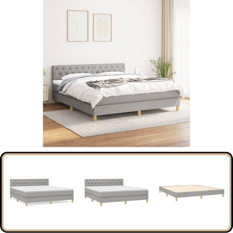Boxspringbett mit Matratze Hellgrau 160x200 cm Stoff - Boxspringbett - Doppelbett - Bettenrahmen - Matratze - Schlafsystem